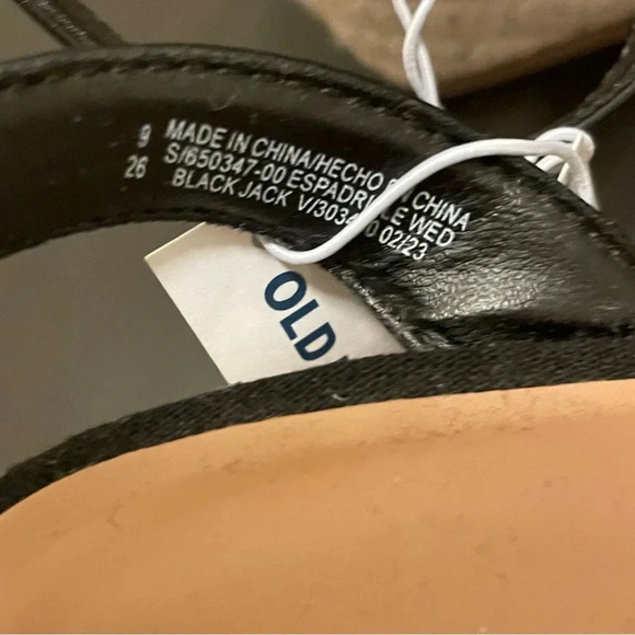 OLD NAVY Knotted Canvas Espadrille Wedge Sandals in Black Jack - Picture 10 of 11